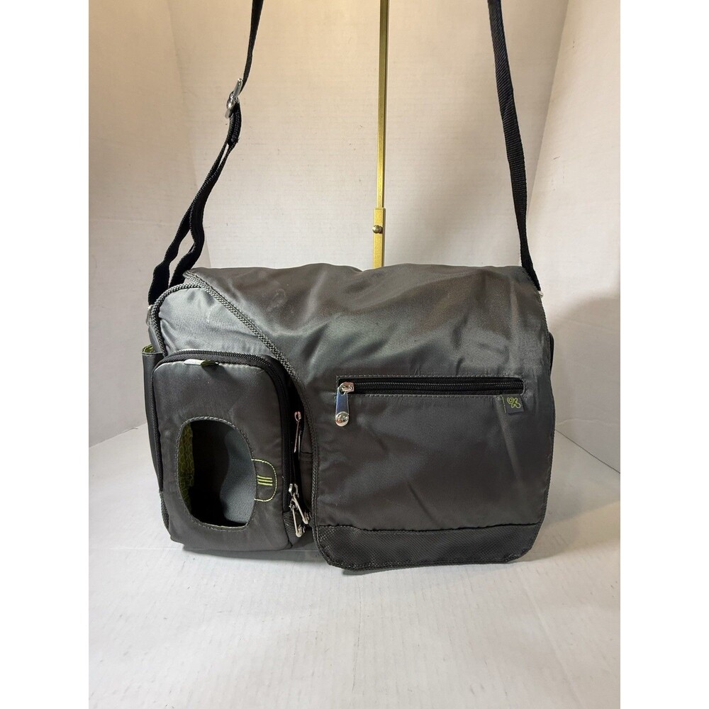 Fisher-Price Fast Finder Deluxeโ Messenger Diaper Bag Grey Green Baby Organizer